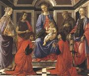 Madonna enthroned with Child and Saints (Mary Magdalene,John the Baptist,Cosmas and Damien,Sts Francis and Catherine of Alexandria) Botticelli